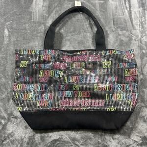 Aeropostale Sequin Black Colorful Canvas Limited Edition‎ Tote Bag NWT